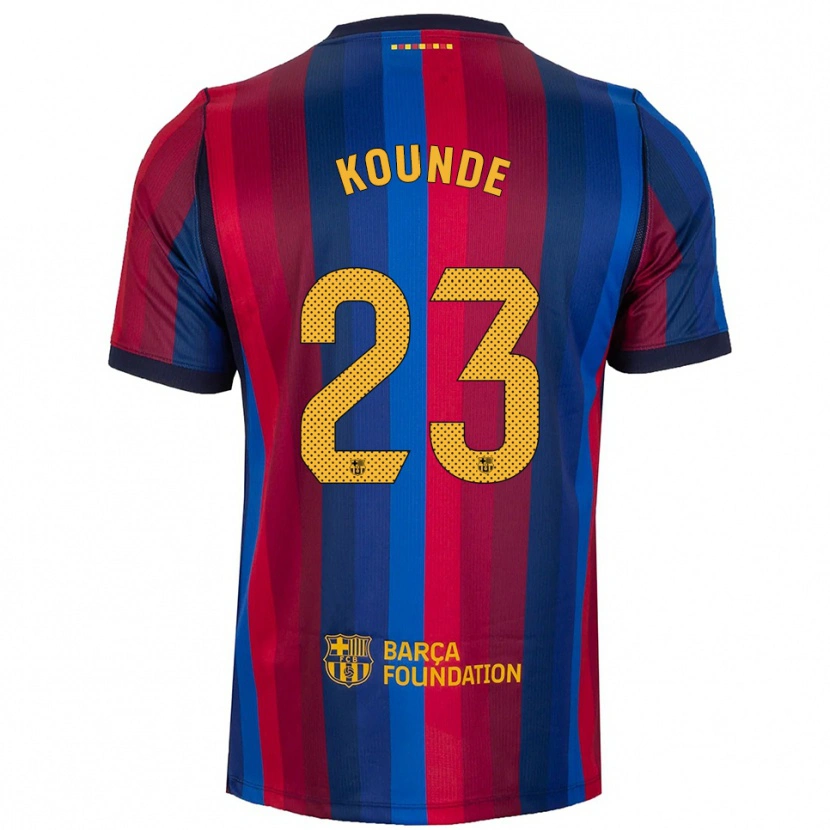 Danxen Heren Jules Koundé #23 Koninklijk Blauw Rood Geel Thuisshirt Thuistenue 2026/27 T-Shirt