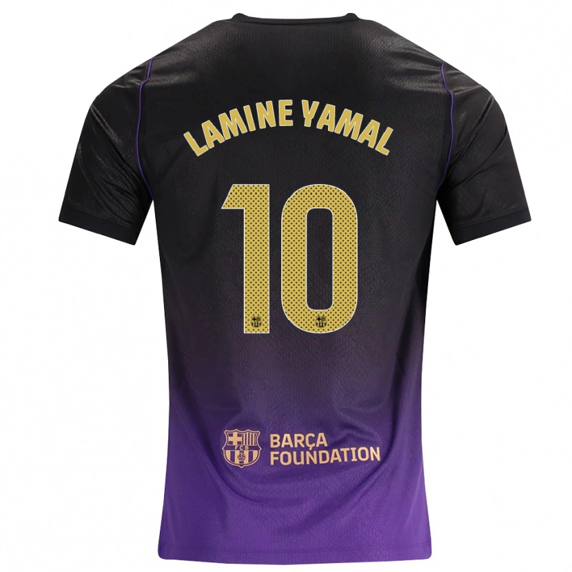 Danxen Heren Lamine Yamal #10 Paars Geel Zwart Uitshirt Uittenue 2026/27 T-Shirt