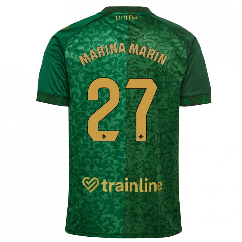 Danxen Heren Marina Marín #27 Bosgroen Donker Goudenrood Uitshirt Uittenue 2026/27 T-Shirt