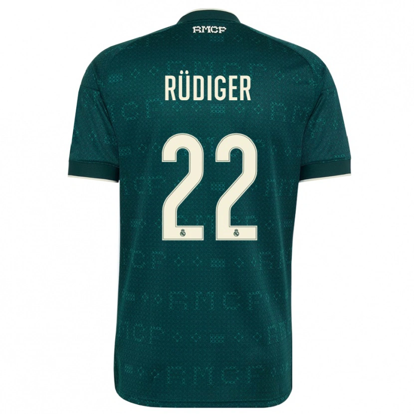 Danxen Heren Antonio Rüdiger #22 Donker Leigrijs Wit Uitshirt Uittenue 2026/27 T-Shirt