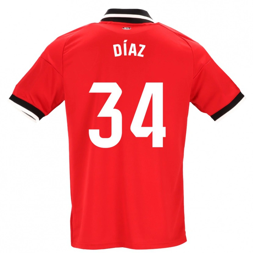 Danxen Heren Mario Díaz #34 Zwart Wit Rood Uitshirt Uittenue 2026/27 T-Shirt