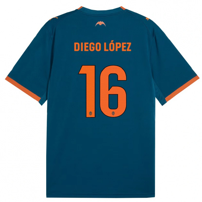 Danxen Heren Diego López #16 Staalblauw Oranje Uitshirt Uittenue 2026/27 T-Shirt