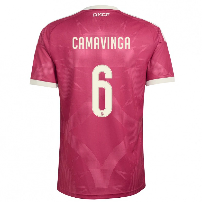 Danxen Heren Eduardo Camavinga #6 Bleek Violet Rood Wit Thuisshirt Derde Tenue 2026/27 T-Shirt