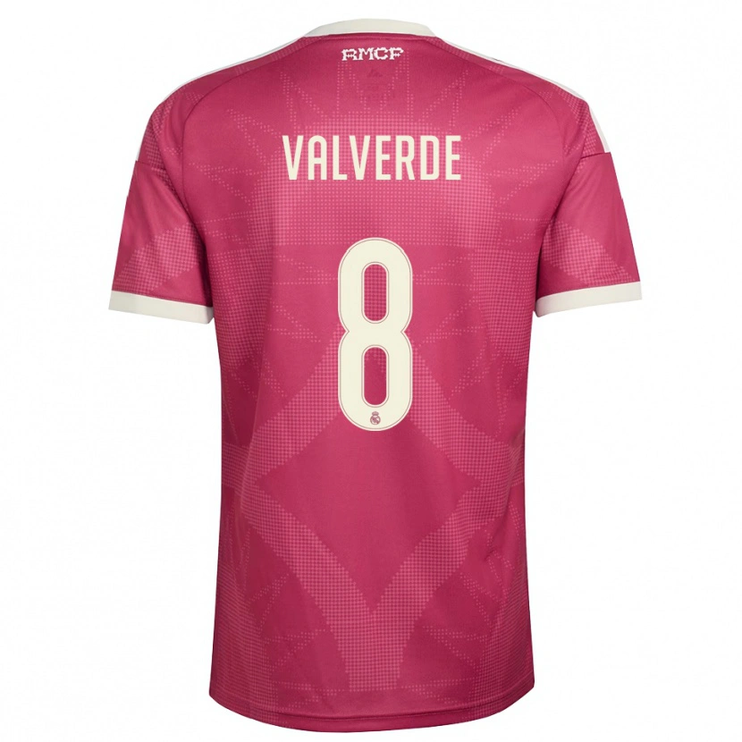 Danxen Heren Federico Valverde #8 Bleek Violet Rood Wit Thuisshirt Derde Tenue 2026/27 T-Shirt