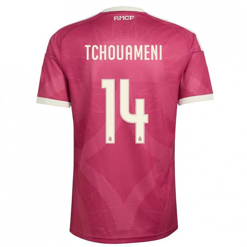 Danxen Heren Aurélien Tchouaméni #14 Bleek Violet Rood Wit Thuisshirt Derde Tenue 2026/27 T-Shirt