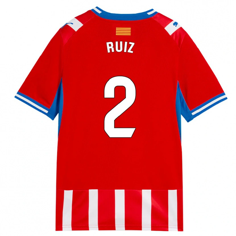 Danxen Dames Ferran Ruiz #2 Rood Wit Hemelsblauw Thuisshirt Thuistenue 2026/27 T-Shirt