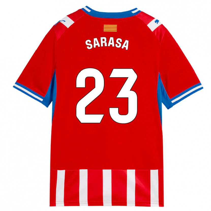 Danxen Dames Javi Sarasa #23 Rood Wit Hemelsblauw Thuisshirt Thuistenue 2026/27 T-Shirt