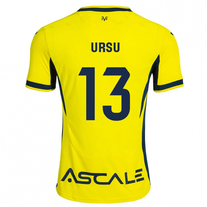 Danxen Dames Eduard Ursu #13 Geel Zwart Rood Thuisshirt Thuistenue 2026/27 T-Shirt