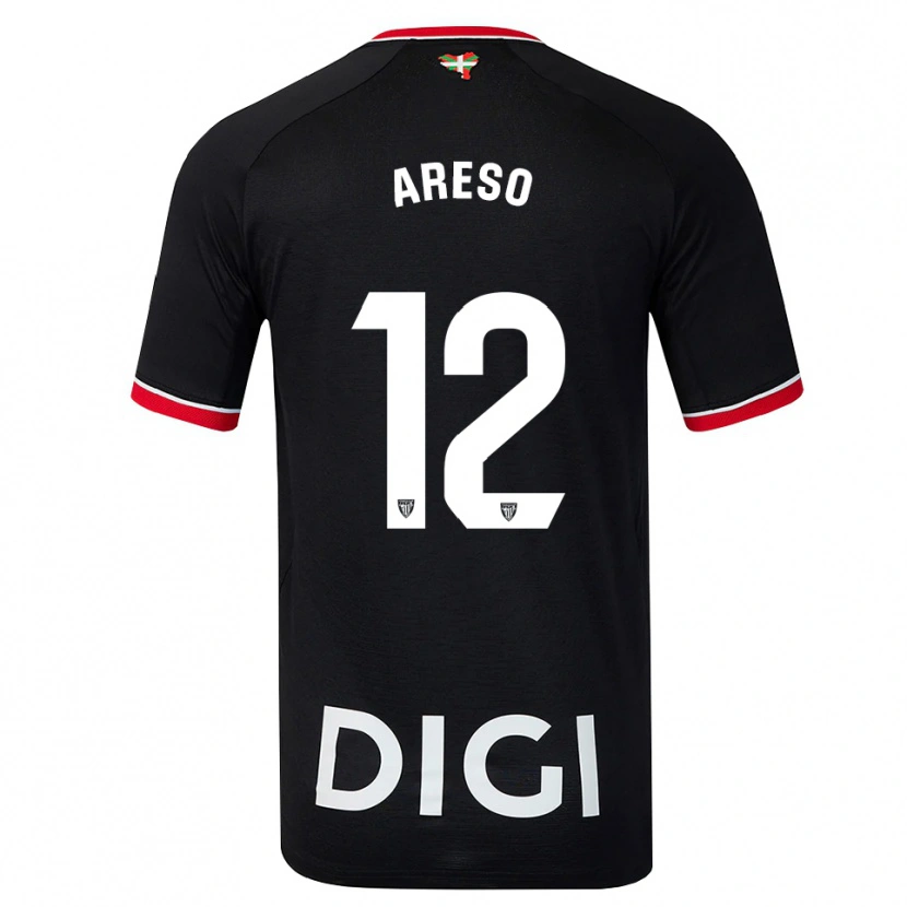 Danxen Dames Jesús Areso #12 Zwart Wit Rood Uitshirt Uittenue 2026/27 T-Shirt