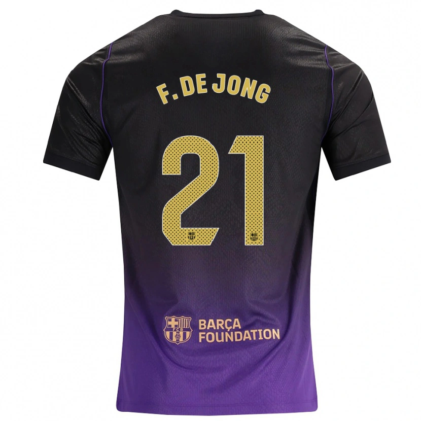 Danxen Dames Frenkie De Jong #21 Paars Geel Zwart Uitshirt Uittenue 2026/27 T-Shirt