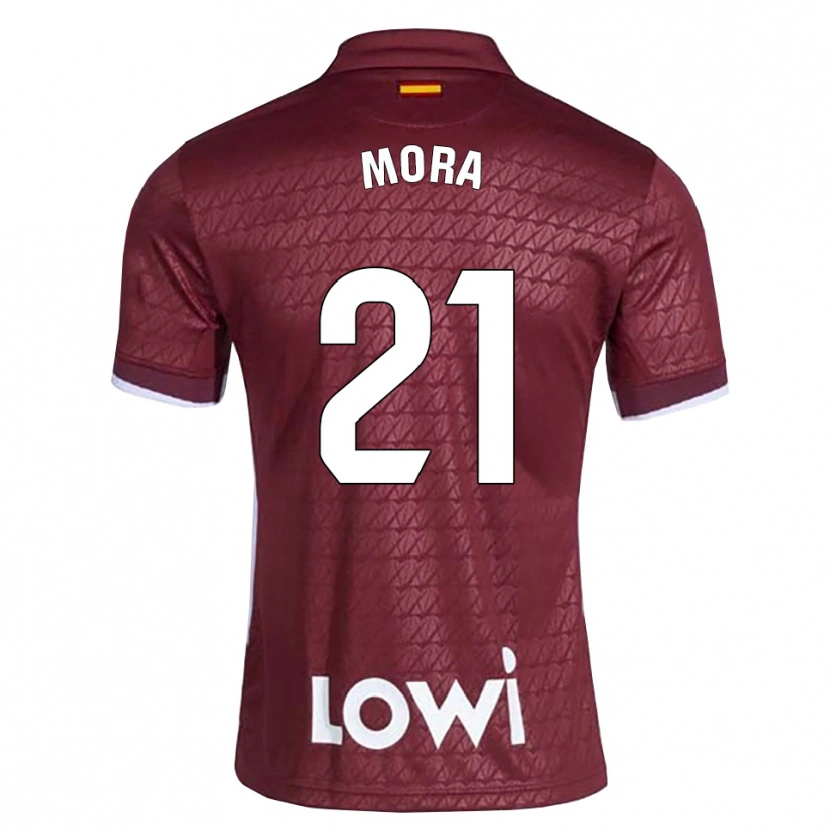 Danxen Dames Adrià Mora #21 Donkerrood Wit Uitshirt Uittenue 2026/27 T-Shirt