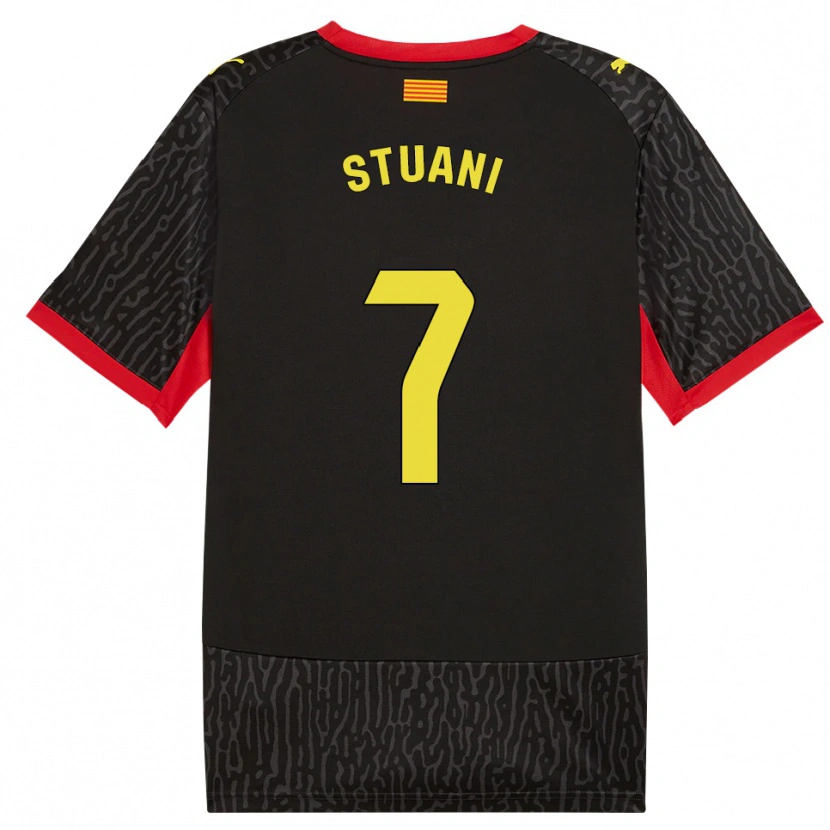 Danxen Dames Cristhian Stuani #7 Zwart Geel Rood Uitshirt Uittenue 2026/27 T-Shirt