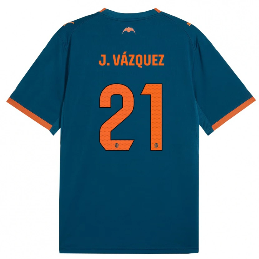 Danxen Dames Jesús Vázquez #21 Staalblauw Oranje Uitshirt Uittenue 2026/27 T-Shirt