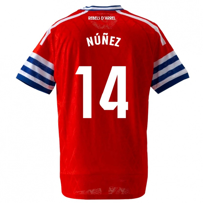 Danxen Dames Unai Núñez #14 Koninklijk Blauw Rood Uitshirt Uittenue 2026/27 T-Shirt