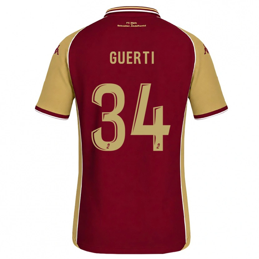 Danxen Kinderen Ismaël Guerti #34 Goudenrood Donkerrood Thuisshirt Thuistenue 2026/27 T-Shirt