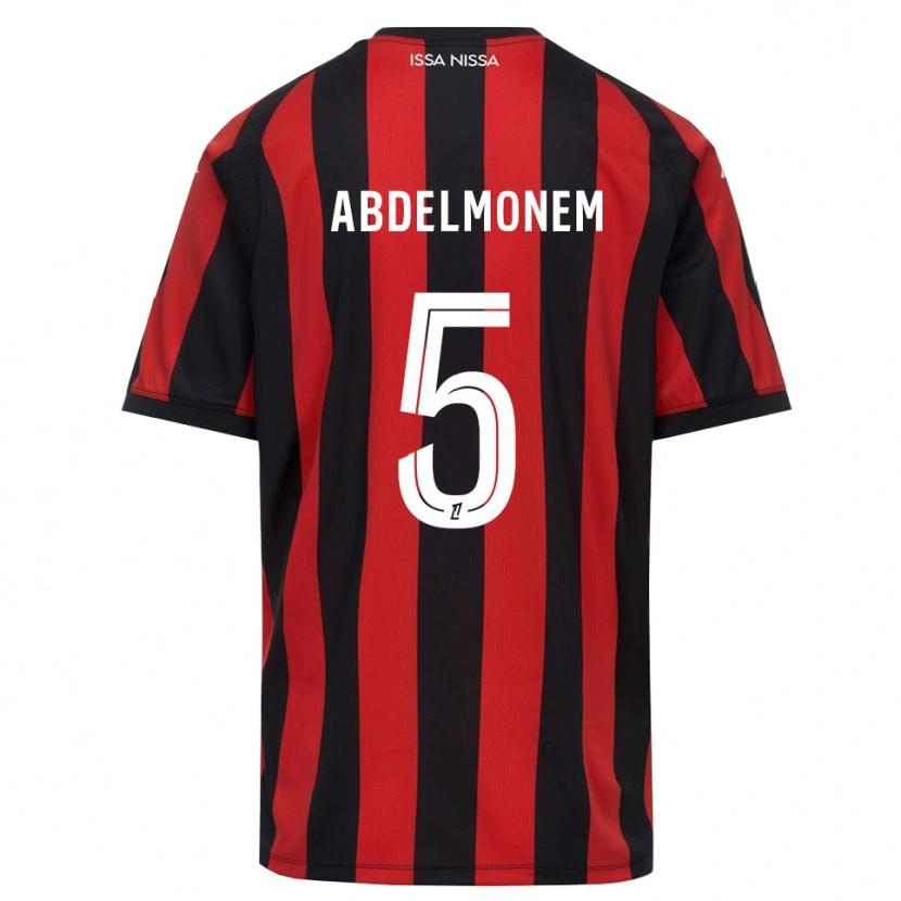 Danxen Kinderen Mohamed Abdelmonem #5 Rood Zwart Wit Thuisshirt Thuistenue 2026/27 T-Shirt