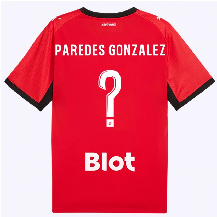 Danxen Kinderen Maxime Paredes Gonzalez #0 Rood Zwart Wit Thuisshirt Thuistenue 2026/27 T-Shirt