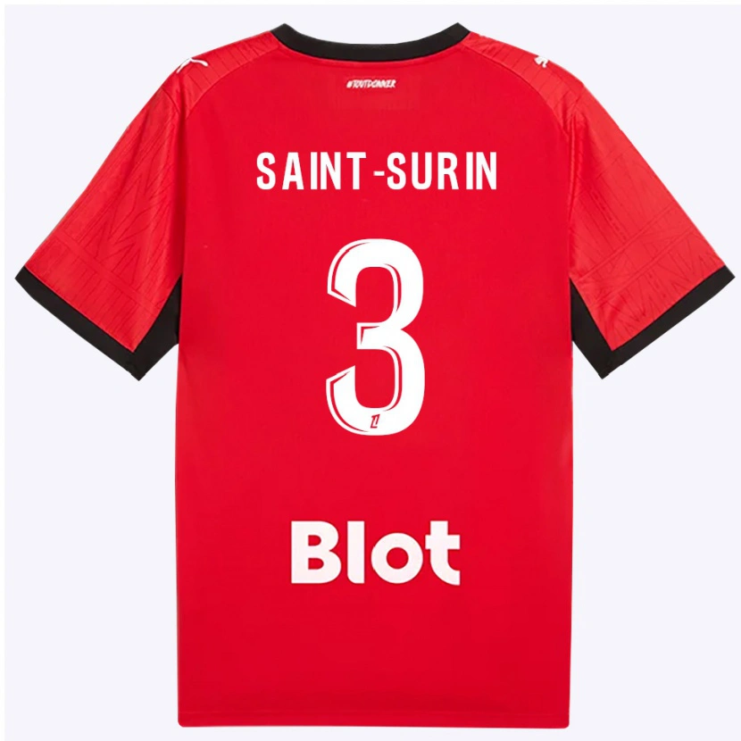 Danxen Kinderen Rio Saint-Surin #3 Rood Zwart Wit Thuisshirt Thuistenue 2026/27 T-Shirt