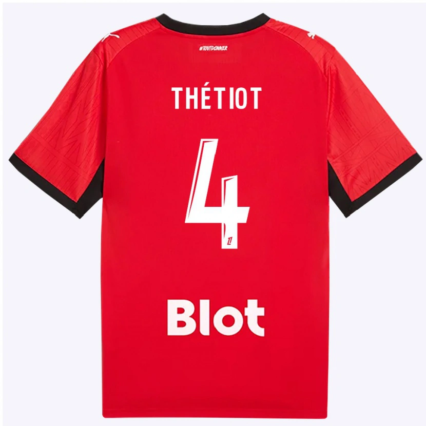 Danxen Kinderen Firmin Thétiot #4 Rood Zwart Wit Thuisshirt Thuistenue 2026/27 T-Shirt