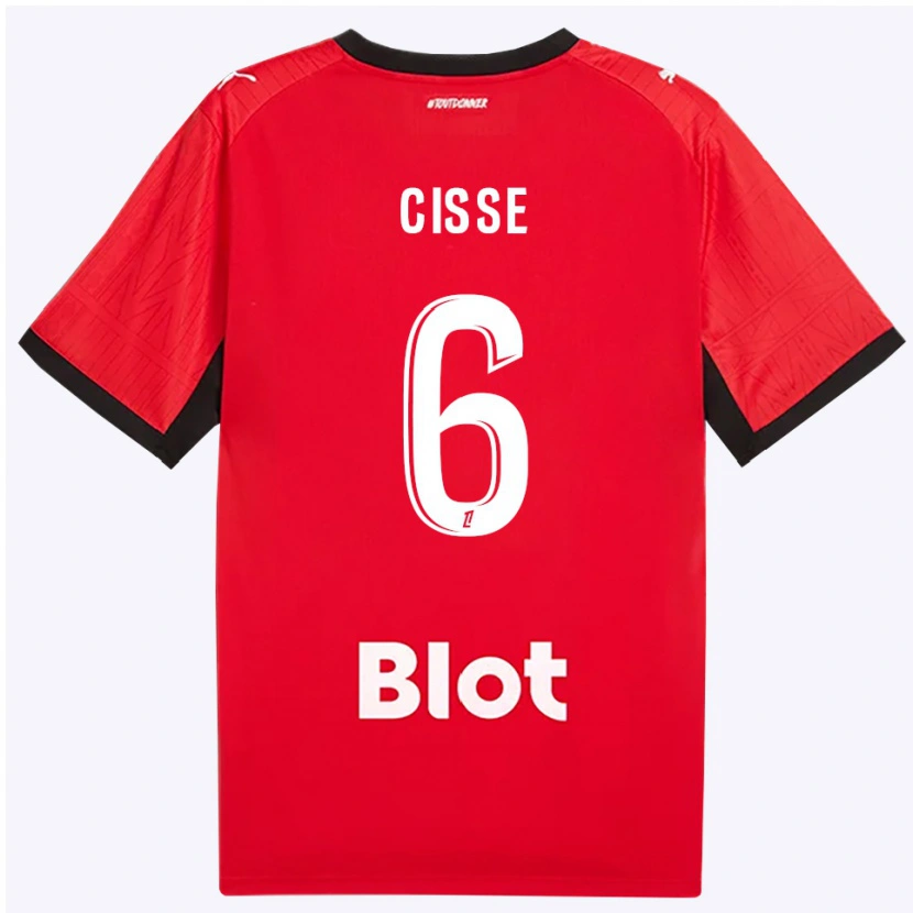 Danxen Kinderen Djaoui Cissé #6 Rood Zwart Wit Thuisshirt Thuistenue 2026/27 T-Shirt