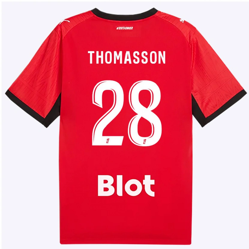 Danxen Kinderen Adrien Thomasson #28 Rood Zwart Wit Thuisshirt Thuistenue 2026/27 T-Shirt