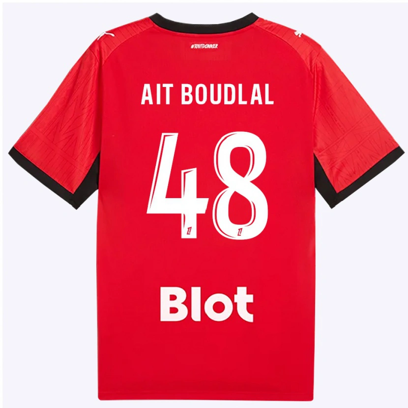 Danxen Kinderen Abdelhamid Ait Boudlal #48 Rood Zwart Wit Thuisshirt Thuistenue 2026/27 T-Shirt