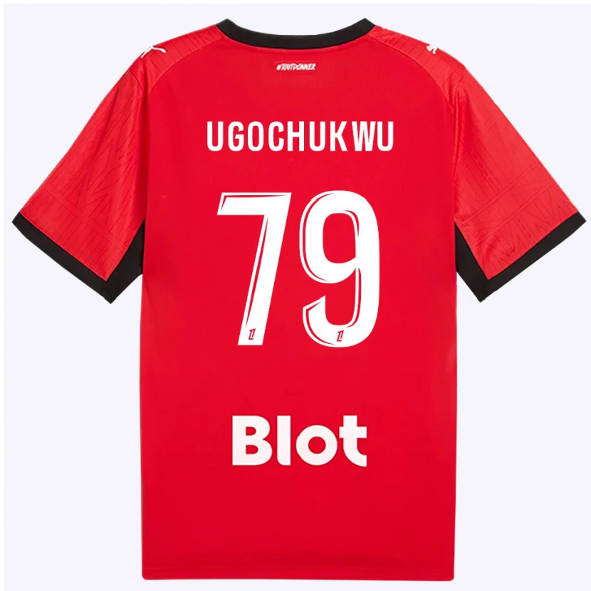 Danxen Kinderen Chibuike Ugochukwu #79 Rood Zwart Wit Thuisshirt Thuistenue 2026/27 T-Shirt
