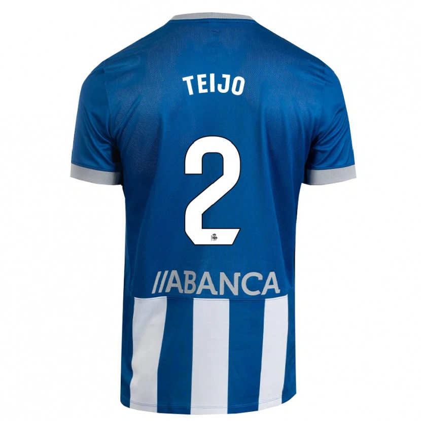 Danxen Kinderen Quique Teijo #2 Blauw Grijs Wit Thuisshirt Thuistenue 2026/27 T-Shirt