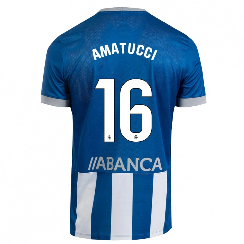 Danxen Kinderen Lorenzo Amatucci #16 Blauw Grijs Wit Thuisshirt Thuistenue 2026/27 T-Shirt