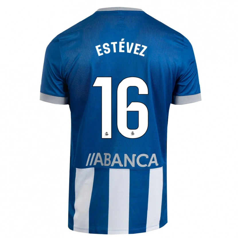 Danxen Kinderen Dani Estévez #16 Blauw Grijs Wit Thuisshirt Thuistenue 2026/27 T-Shirt