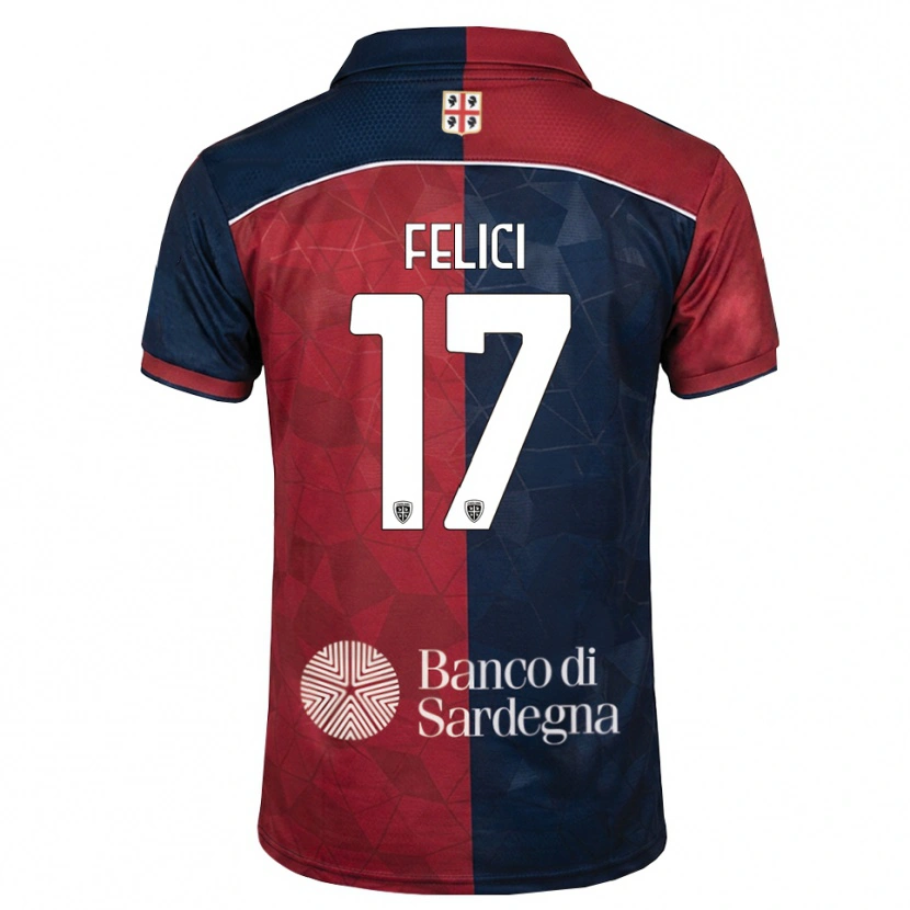 Danxen Kinderen Mattia Felici #17 Bordeauxrood Koninklijk Blauw Thuisshirt Thuistenue 2026/27 T-Shirt