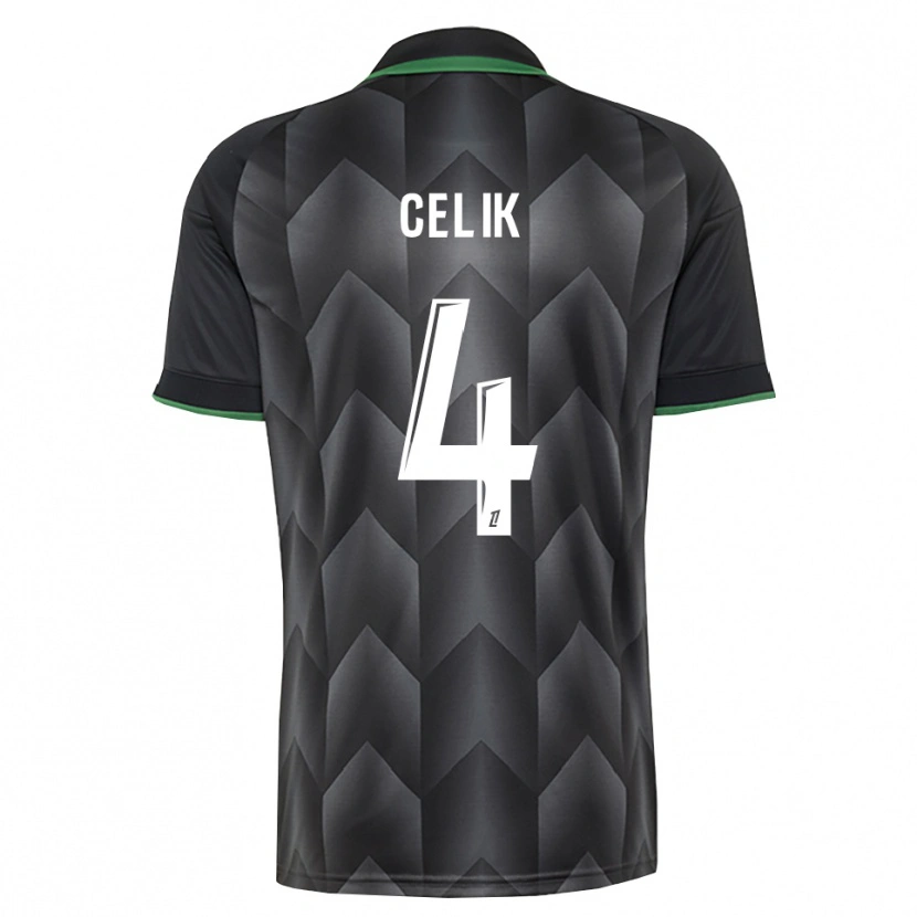 Danxen Kinderen Nidal Celik #4 Wit Zwart Groen Uitshirt Uittenue 2026/27 T-Shirt