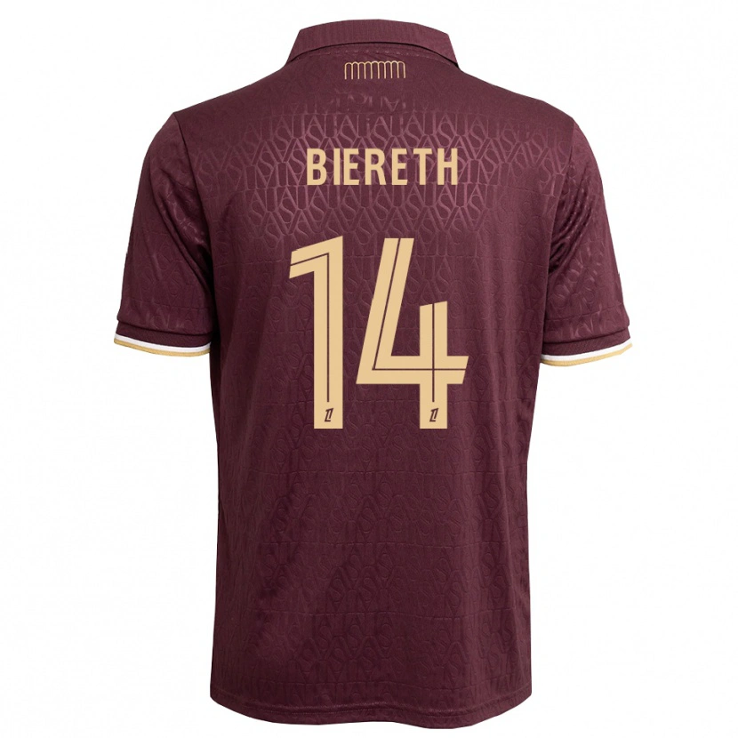 Danxen Kinderen Mika Biereth #14 Maroon Zandbruin Uitshirt Uittenue 2026/27 T-Shirt