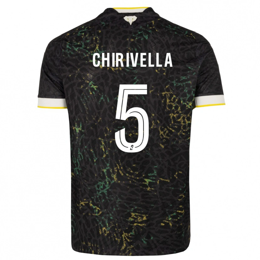Danxen Kinderen Pedro Chirivella #5 Zwart Wit Geel Uitshirt Uittenue 2026/27 T-Shirt
