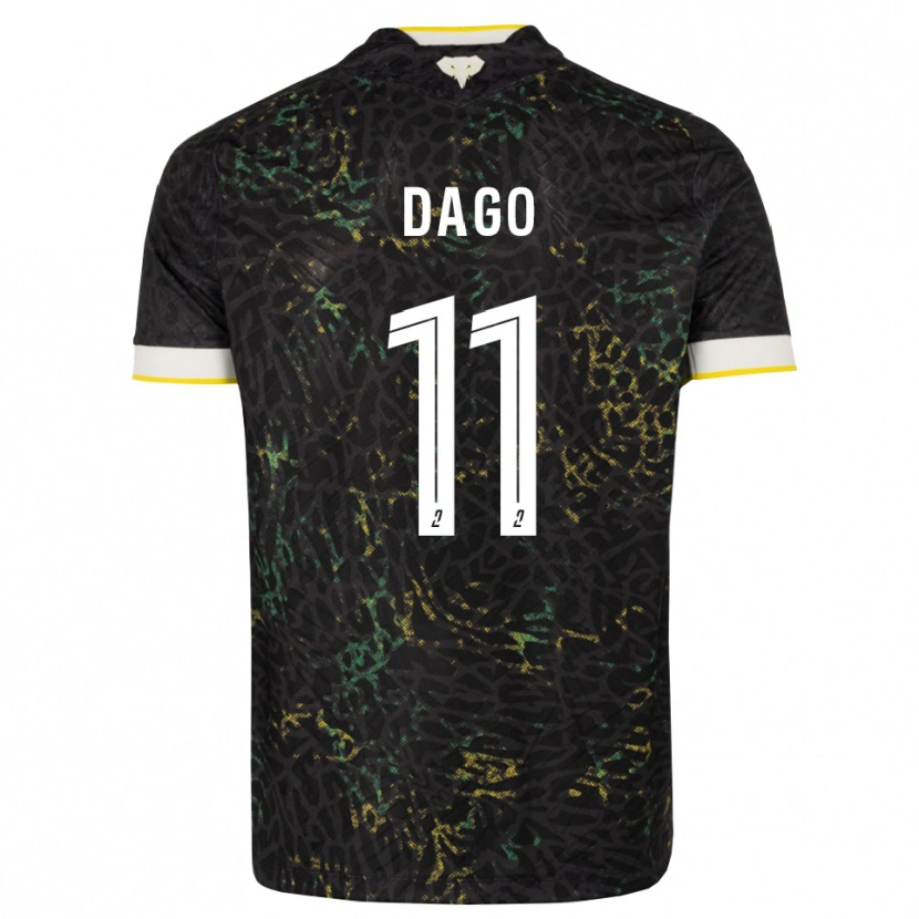 Danxen Kinderen Joshua Dago #11 Zwart Wit Geel Uitshirt Uittenue 2026/27 T-Shirt