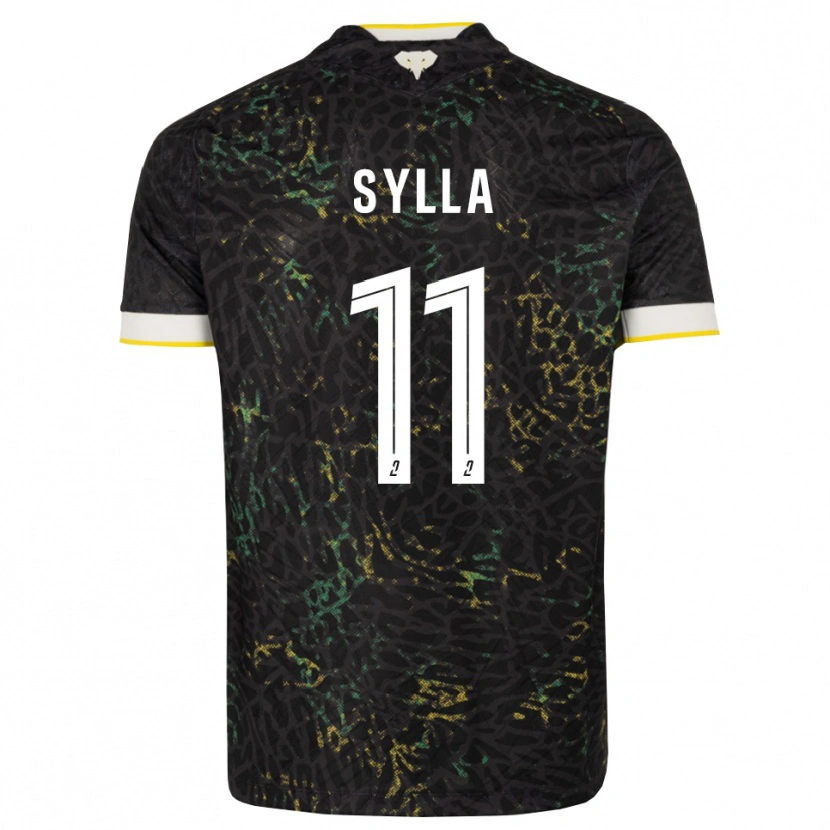 Danxen Kinderen Karamoko Sylla #11 Zwart Wit Geel Uitshirt Uittenue 2026/27 T-Shirt