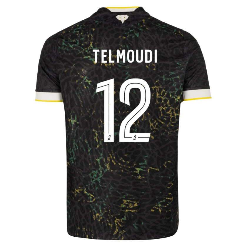 Danxen Kinderen Naïm Telmoudi #12 Zwart Wit Geel Uitshirt Uittenue 2026/27 T-Shirt
