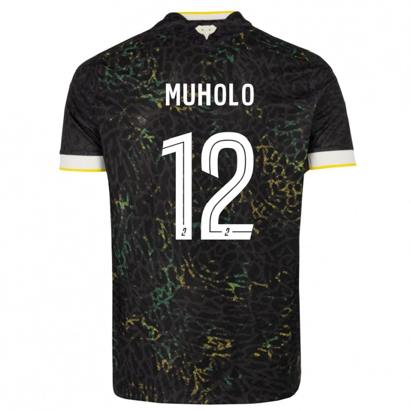 Danxen Kinderen Ernest Muholo #12 Zwart Wit Geel Uitshirt Uittenue 2026/27 T-Shirt