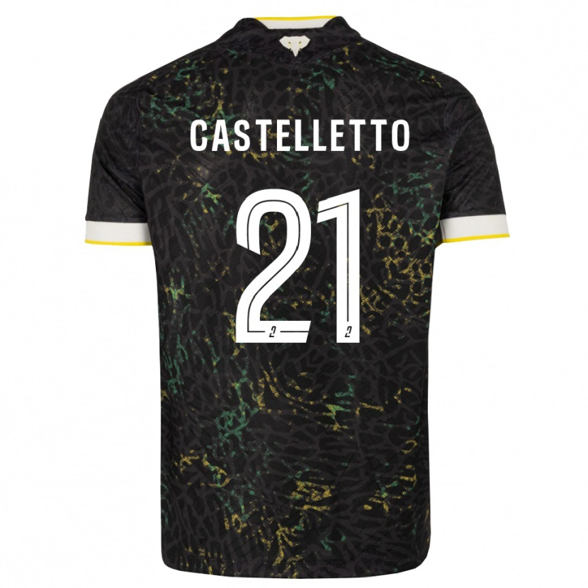 Danxen Kinderen Jean-Charles Castelletto #21 Zwart Wit Geel Uitshirt Uittenue 2026/27 T-Shirt