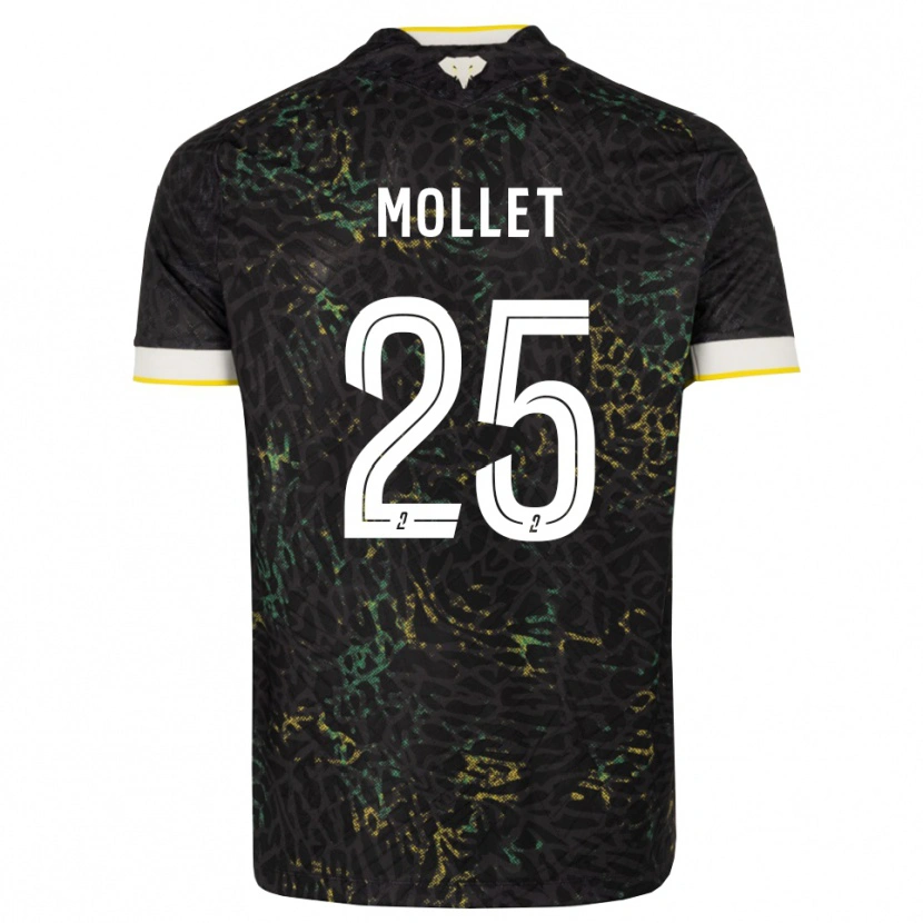 Danxen Kinderen Florent Mollet #25 Zwart Wit Geel Uitshirt Uittenue 2026/27 T-Shirt