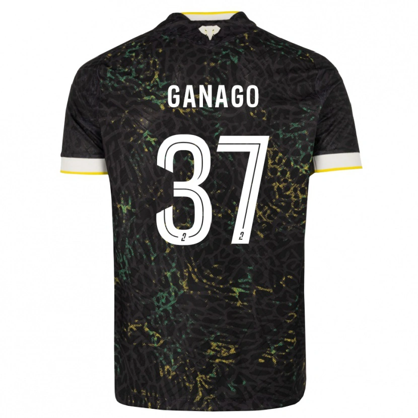 Danxen Kinderen Ignatius Ganago #37 Zwart Wit Geel Uitshirt Uittenue 2026/27 T-Shirt