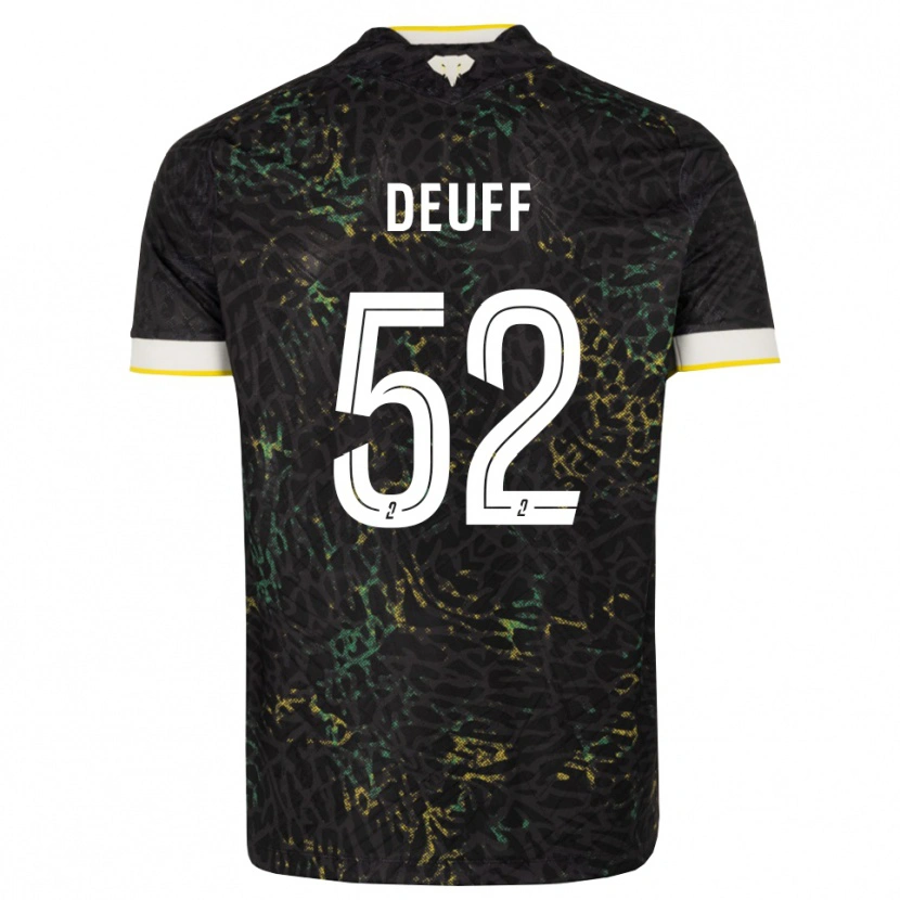 Danxen Kinderen Bahmed Deuff #52 Zwart Wit Geel Uitshirt Uittenue 2026/27 T-Shirt