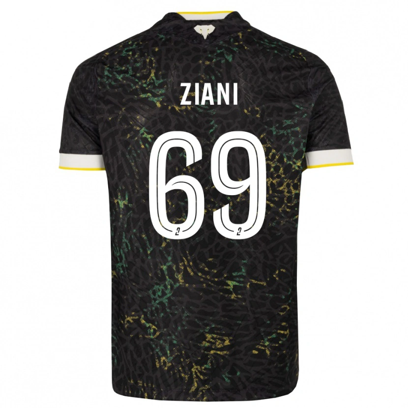 Danxen Kinderen Sacha Ziani #69 Zwart Wit Geel Uitshirt Uittenue 2026/27 T-Shirt