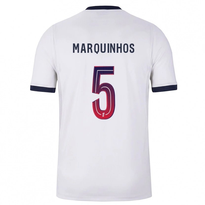 Danxen Kinderen Marquinhos #5 Wit Zwart Rood Uitshirt Uittenue 2026/27 T-Shirt