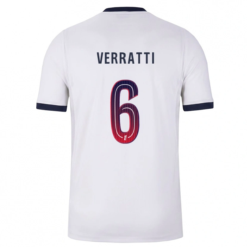 Danxen Kinderen Marco Verratti #6 Wit Zwart Rood Uitshirt Uittenue 2026/27 T-Shirt