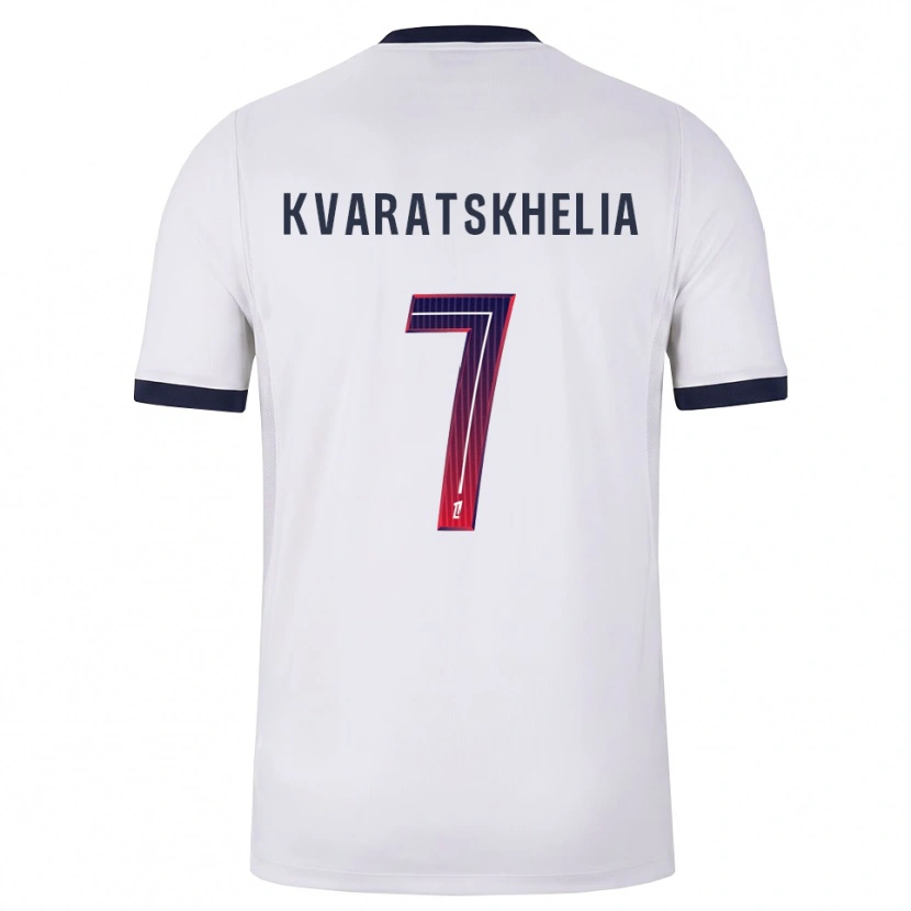 Danxen Kinderen Khvicha Kvaratskhelia #7 Wit Zwart Rood Uitshirt Uittenue 2026/27 T-Shirt