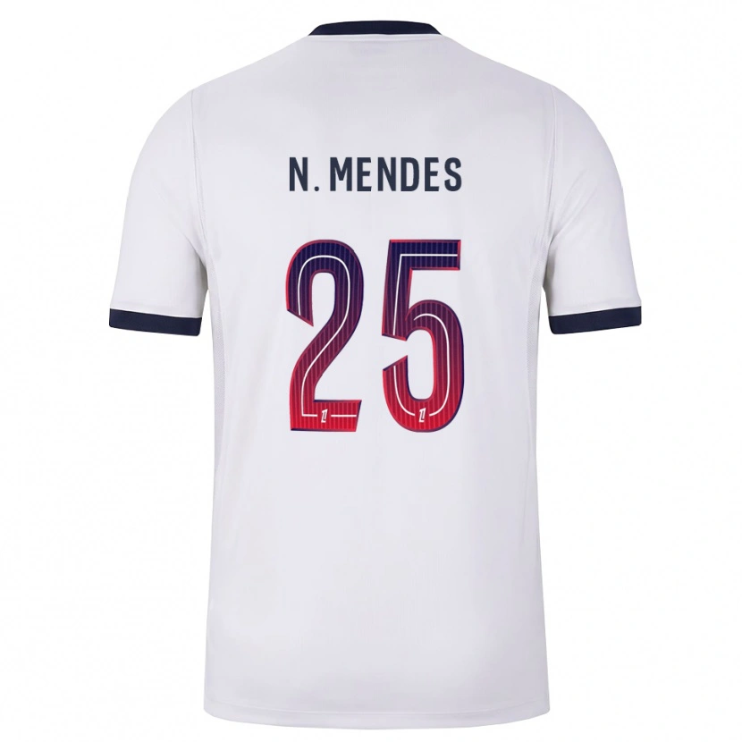 Danxen Kinderen Nuno Mendes #25 Wit Zwart Rood Uitshirt Uittenue 2026/27 T-Shirt