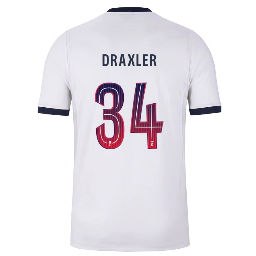 Danxen Kinderen Julian Draxler #34 Wit Zwart Rood Uitshirt Uittenue 2026/27 T-Shirt