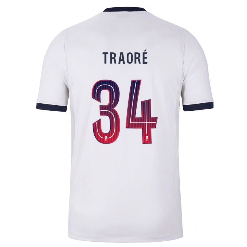 Danxen Kinderen Naolia Traoré #34 Wit Zwart Rood Uitshirt Uittenue 2026/27 T-Shirt