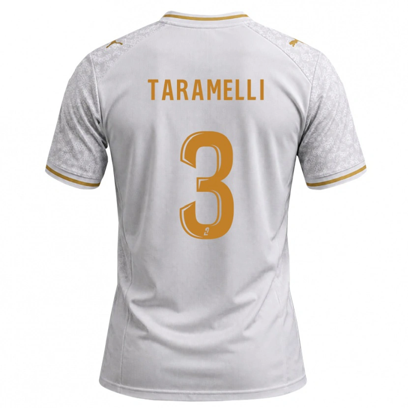Danxen Kinderen Valentin Taramelli #3 Wit Grijs Goudenrood Uitshirt Uittenue 2026/27 T-Shirt